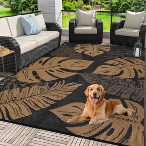 Waterproof Outdoor Rug – Reversible Plastic Straw Rug, Foldable, UV-Resistant with Bag & Stakes for Patio, RV, Camping, Picnic, Deck - 1 of 4