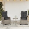 vidaXL Reclining Patio Chairs 2 Pcs Gray PE Rattan/Steel Adjustable Backrest Cushions Outdoor Garden Furniture - 2 of 4