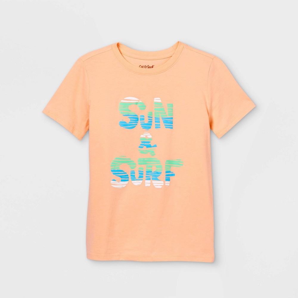 size xs Boys' Graphic Short Sleeve T-Shirt - Cat & Jack Light Orange 