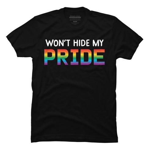 Design By Humans Won't Hide My Pride Rainbow By machmigo T-Shirt - Black -  X Large