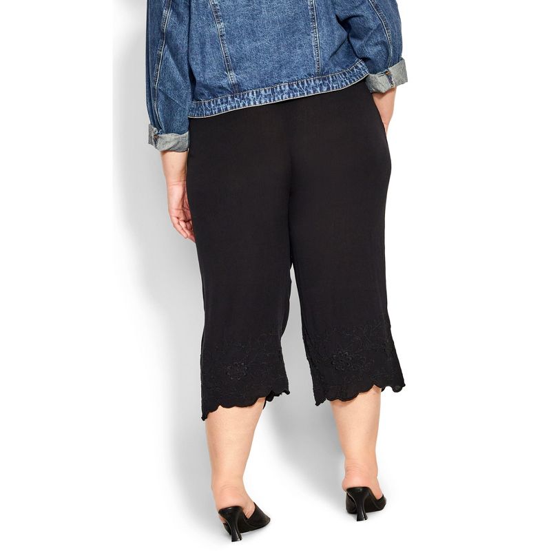 Women's Plus Size Embroidered Hem Pant - black  | AVENUE, 2 of 4
