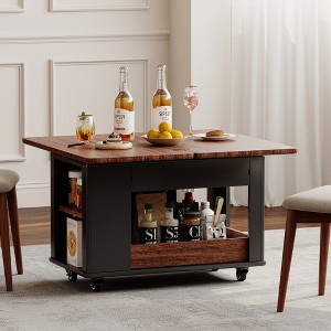 Modern 27.6" Coffee Table/Side Table with Foldable Top, Casters, and Multi-Tier Storage ¨C Perfect for Small Spaces and Versatile Use - 1 of 4