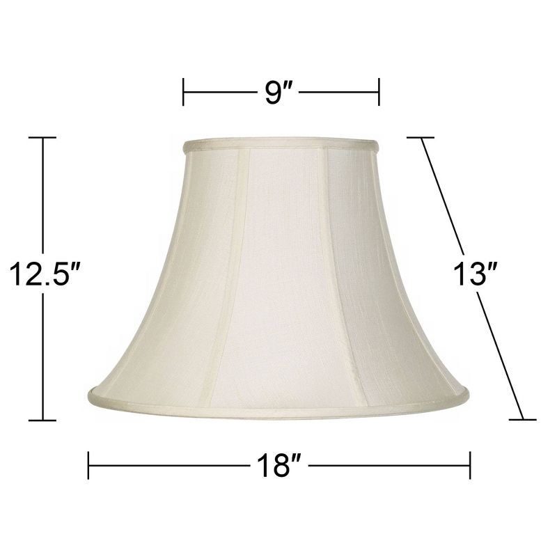 Imperial Shade Creme Large Bell Lamp Shade 9" Top x 18" Bottom x 13" Slant x 12.5" High (Spider) Replacement with Harp and Finial, 5 of 9