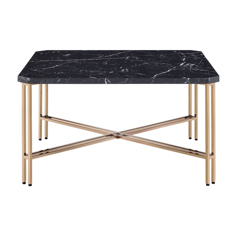 Daxton Faux Marble Square Cocktail Table Black/Gold - Steve Silver Co., 3 of 11