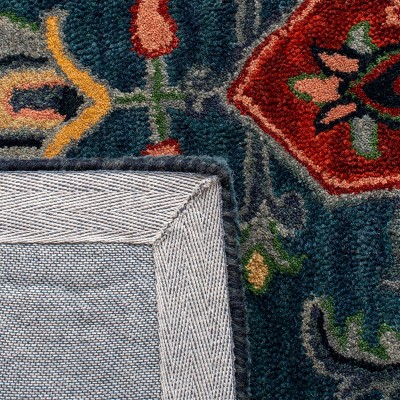 Heritage Blue and Red Hand-Tufted Wool Area Rug 4' x 6'