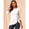 Allegra K Women's 3/4 Sleeve Round Neck Button Decor Casual Stretchy Tunic Tops - 3 of 4