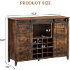 47" Coffee Bar Cabinet w/16 Wine & Glass Rack, Storage Shelves Farmhouse Wine Bar Sideboard w/Sliding Barn Door - 4 of 4