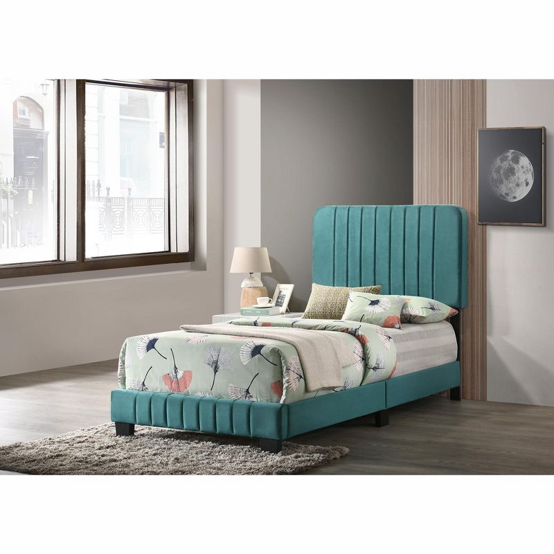 Passion Furniture Lodi Velvet UpholsteChannel Tufted Twin Panel Bed, 5 of 6