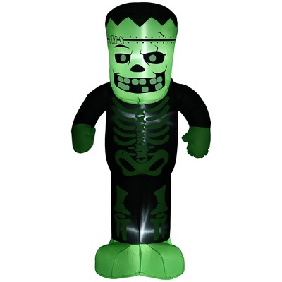 HOMCOM 8FT Halloween Inflatable Skeleton Frankenstein, Outdoor Yard Blow Up Decorations with LED Lights