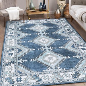 Coucheta Farmhouse Area Rug Washable Low Pile Non-Slip Indoor Carpet for Bedroom Kitchen Playroom,  Multi-Color & Size - 1 of 4