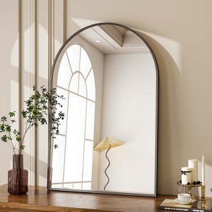 BEAUTYPEAK Metal Framed Wall Mirror Arched Bathroom Mirror Rectangle With Rounded Top Decorative Mirror Vanity Mirror - 1 of 4