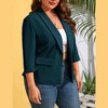MISSKY Womens Plus Size Casual Blazer Office 3/4 Sleeve Open Front Cardigans Jacket Work Suit with Pockets - 3 of 4