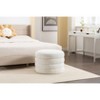 Sapphtopaz Round Ottoman Footstool Ottoman/Ottoman with Storage Velvet Fabric Ottoman with Wooden Shelving Living Room Furniture for Bedroom - 4 of 4