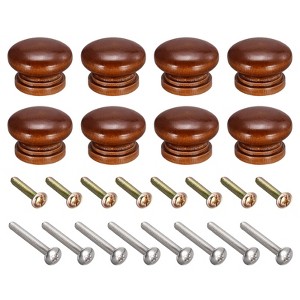 Unique Bargains Smooth Surface Round Wood Knobs with Screw for Drawer 8 Pcs - 1 of 4