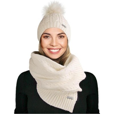 Nicole Miller New York women's Hanging Scarf and Beanie Hat Set