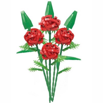 MPM 692PCS Valentines Day Simulation Red Rose Love Flower Bricks Model Gift Set, DIY Building Blocks Compatible with Lego