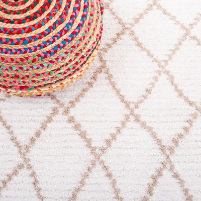 Ivory Beige Synthetic Flat Woven Square Area Rug