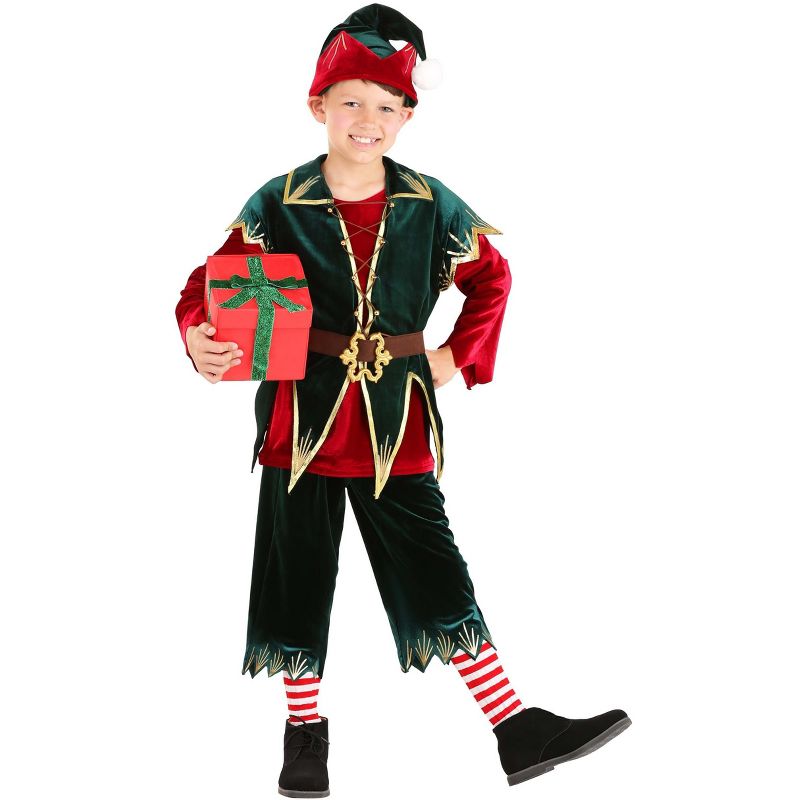 HalloweenCostumes.com Deluxe Boys Holiday Elf Costume, 3 of 4