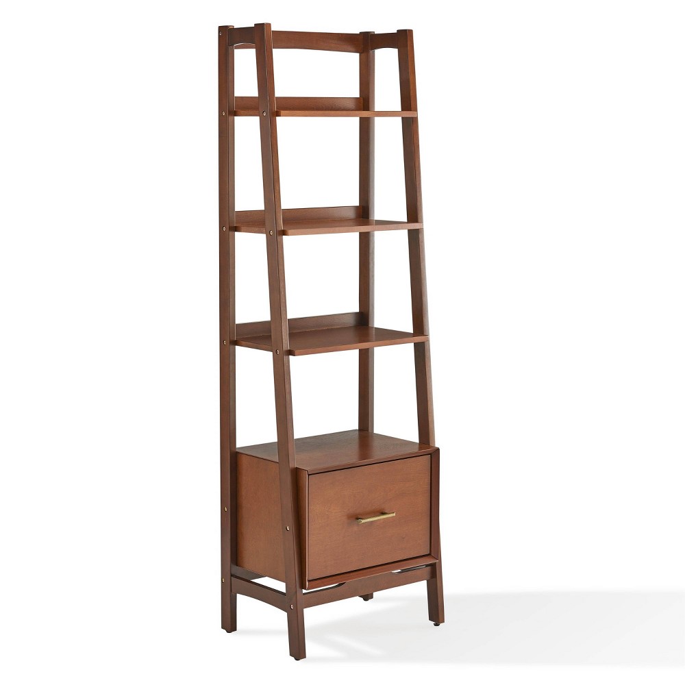 Photos - Garden & Outdoor Decoration Crosley 70.5" Landon Small Bookcase Mahogany: Farmhouse Style, 4-Tier Ladder Shelf, Wood Veneer, Metal Hardware 