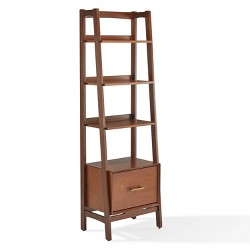 4 Shelf Wooden Ladder Bookcase With, 4 Shelf Wooden Ladder Bookcase With Bottom Drawer