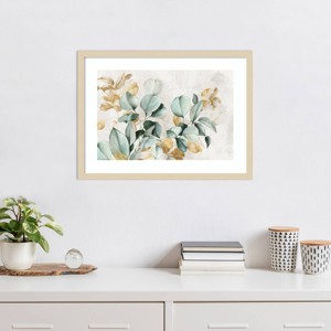 Amanti Art Golden Green Branches by Alex Black Wood Framed Wall Art Print - 1 of 4