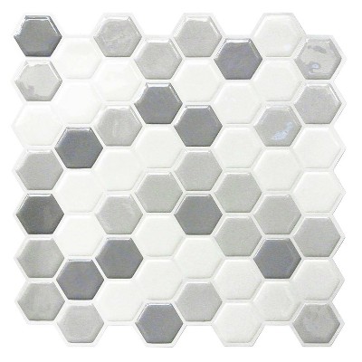 RoomMates Gray Hexagon Tile Peel And Stick Backsplash
