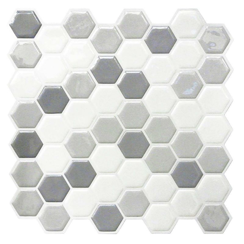 RoomMates Gray Hexagon Tile Peel And Stick Backsplash, 1 of 10
