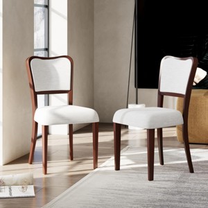 Set of 2 Traditional Upholstered Dining Chairs with Solid Wood Frame, Elegant Armless Chairs for Dining Room or Living Spaces-Panipeachy - 1 of 4