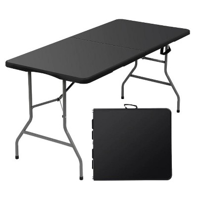 SUGIFT 5 ft Folding Table Fold-in-Half Plastic Table