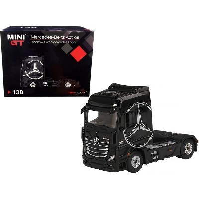 Mercedes Benz Actros Truck Tractor Black with Silver Mercedes Logo 1/64 Diecast Model by True Scale Miniatures