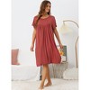 cheibear Women's Cotton Chest Pleat Design Loose Short Sleeve Cozy Nightgowns - 3 of 4
