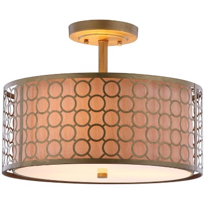 Elegante Antique Gold Drum Ceiling Light with Cream Fabric Shade