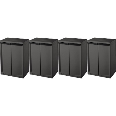 Sterilite 2 Shelf Heavy Duty Laundry Garage Utility Storage Cabinet with Adjustable Shelves, Flat Gray | 01403V01 (4 Pack)