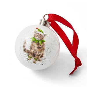 Royal Worcester Bah Humbug Cat Ornament, Wrendale Designs, 2.6 Inch Fine Bone China Christmas Bauble - Holiday Decoration Christmas Tree Ornament - 1 of 4