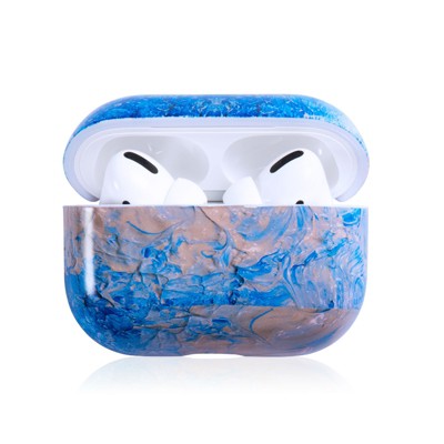 Insten Case Compatible with AirPods Pro - Soft Glossy Marble Skin Cover, Gray Blue