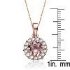 Guili Sterling Silver Rose Gold-Plated Pendant with Clear Round CZ and Small Halo in White, Green, Gold, Rose Gold, or Purple—Elegant and Refined. - 3 of 3