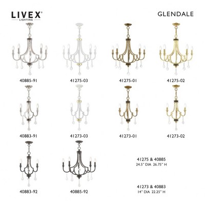 Antique Brass 5-Light Mini Crystal Chandelier