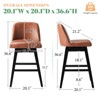 AMERLIFE Counter Bar Stools Set of 2, Brown Boucle Upholstered, Swivel with Back, 26" Seat - 2 of 4