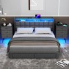 PAGED Nightstands Set of 2 with Fabric Drawer, Modern Side Table with Outlet, Iron Legs and Light, Bedside Cabinet for Bedroom, Living Room - 3 of 4