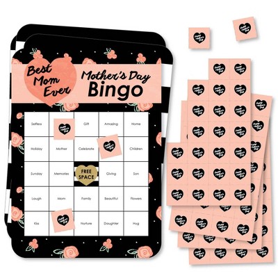 Big Dot of Happiness Best Mom Ever - Bingo Cards and Markers - Mother's Day Bingo Game - Set of 18