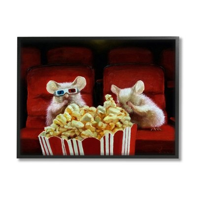 Stupell Industries Mice Movie Theater Popcorn Framed Giclee