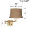Barnes and Ivy Alta Warm Gold Plug-In Swing Arm Wall Lamp with Burlap Drum Shade - 4 of 4