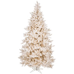 Vickerman 7.5' Flocked Vintage Fir Artificial Christmas Tree, Warm White LED Lights - 1 of 3