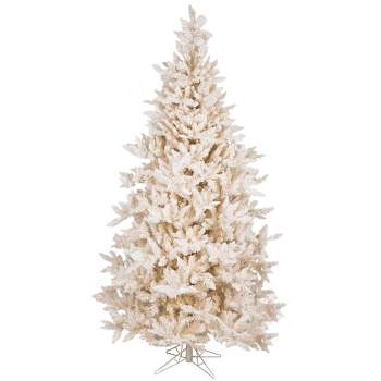 Vickerman 7.5' Flocked Vintage Fir Artificial Christmas Tree, Warm White LED Lights