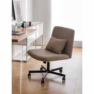 CAVINAS Linen Criss Cross Chair with Memory Foam Seat,Armless Office Chair with Adjustable Height,Swivel Desk Chair for Home Office and Study - 1 of 4