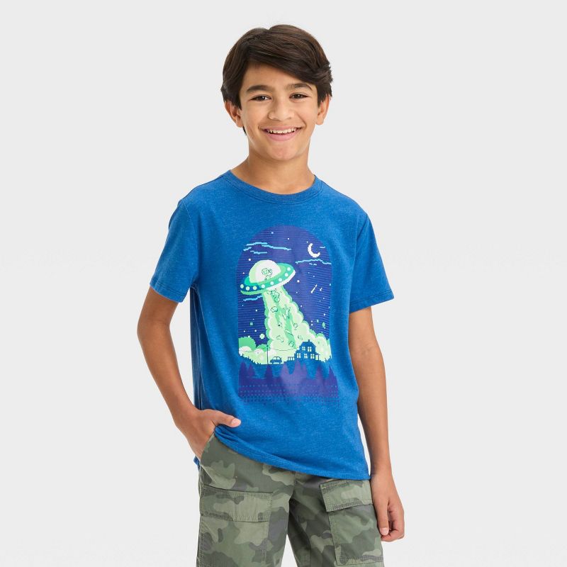 Boys' Short Sleeve Alien Invasion Graphic T-Shirt - Cat & Jack™ Navy Blue, 1 of 5
