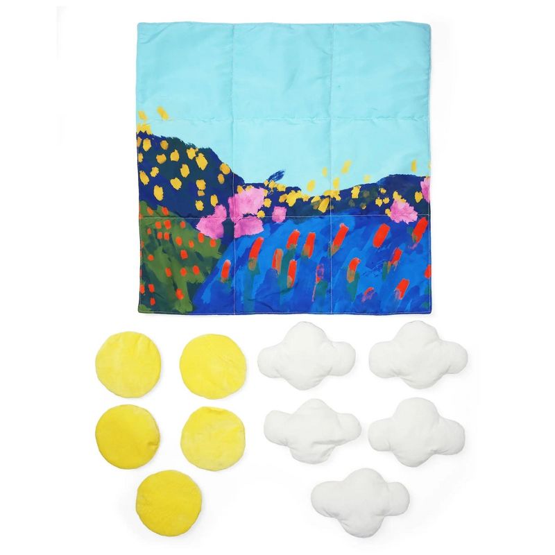 Manhattan Toy Sunny Day 11-Piece Decorative Soft Quilted Jumbo Floor or Table Tic Tac Toe Game for Kids, 4 of 9