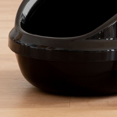 Black Shielded Plastic Cat Litter Pan with Scoop