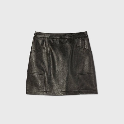 black leather skirt xl