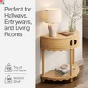 Stead Scalloped Skirt Half Moon Table for Entryway, Curved Console Table with Storage, Solid Wood with Two Doors (Natural Oak) - 4 of 4